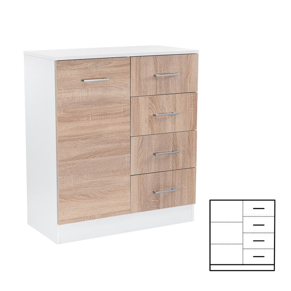 Leziter Comodă Miami cu 1 ușă și 4 sertare 80x92 cm stejar sonoma-alb