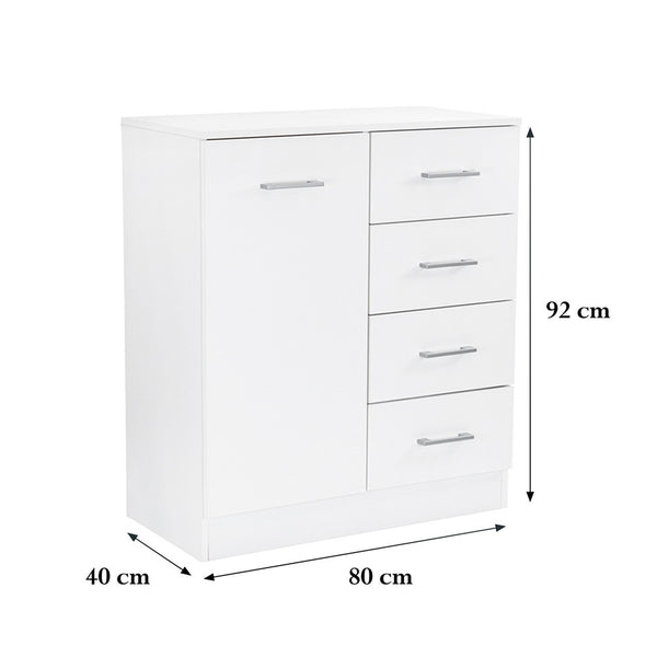 Leziter Comodă Miami cu 1 ușă și 4 sertare 80x92 cm stejar sonoma-alb
