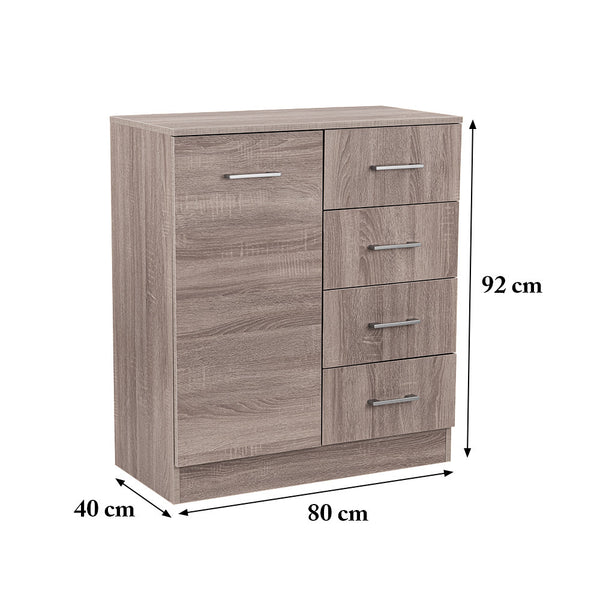 Leziter Comodă Miami cu 1 ușă și 4 sertare 80x92 cm stejar York-stejar York