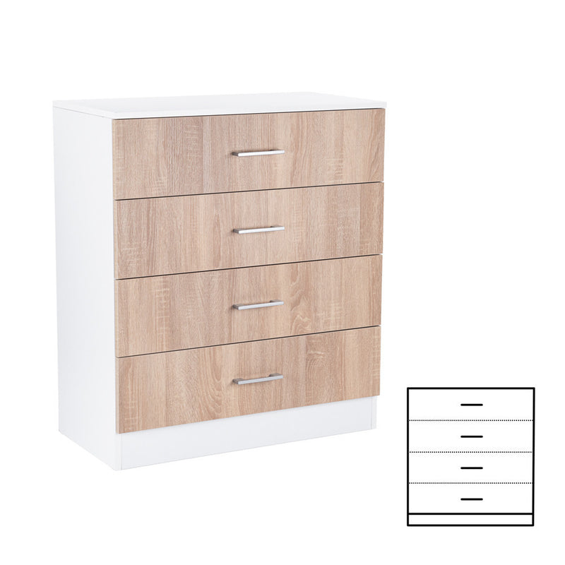 Leziter Comodă Miami cu 4 sertare 80x92 cm stejar sonoma-alb