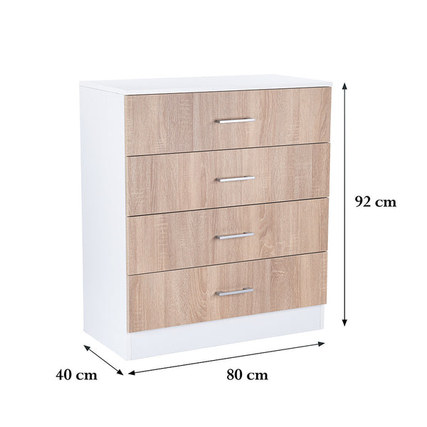 Leziter Comodă Miami cu 4 sertare 80x92 cm stejar sonoma-alb