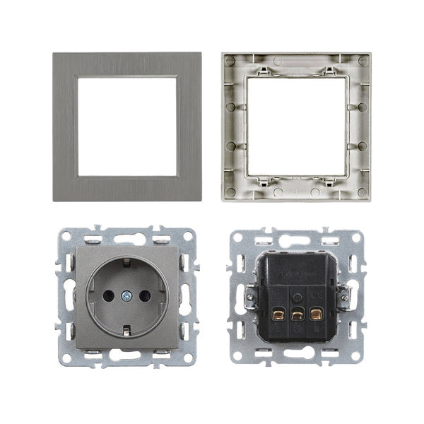 Leziter Priză cu împământare Nova 16A 250V cu cadru gri