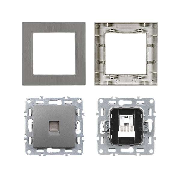 Leziter Priză Nova UTP RJ-45 cu cadru gri