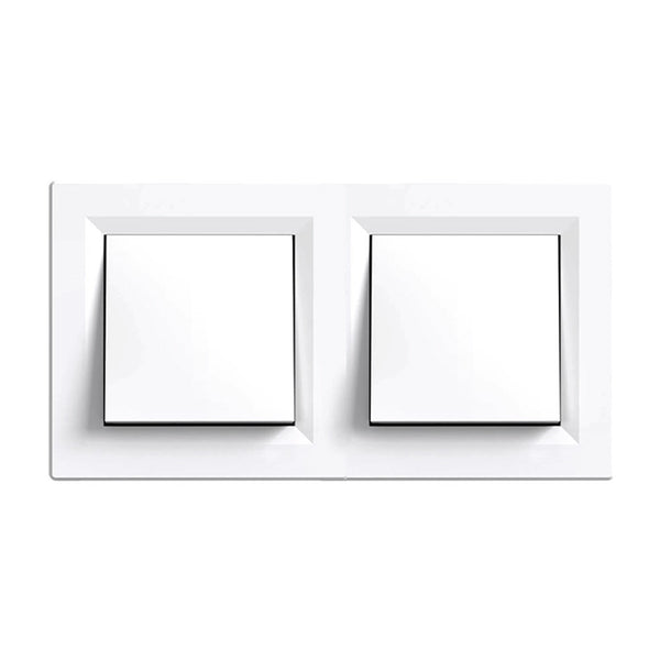 Leziter Întrerupător transversal dublu Nova 10A 250V 107 alb cu cadru dublu