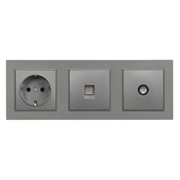 Leziter Priză cu împământare Nova cu conector UTP TV cu cadru gri