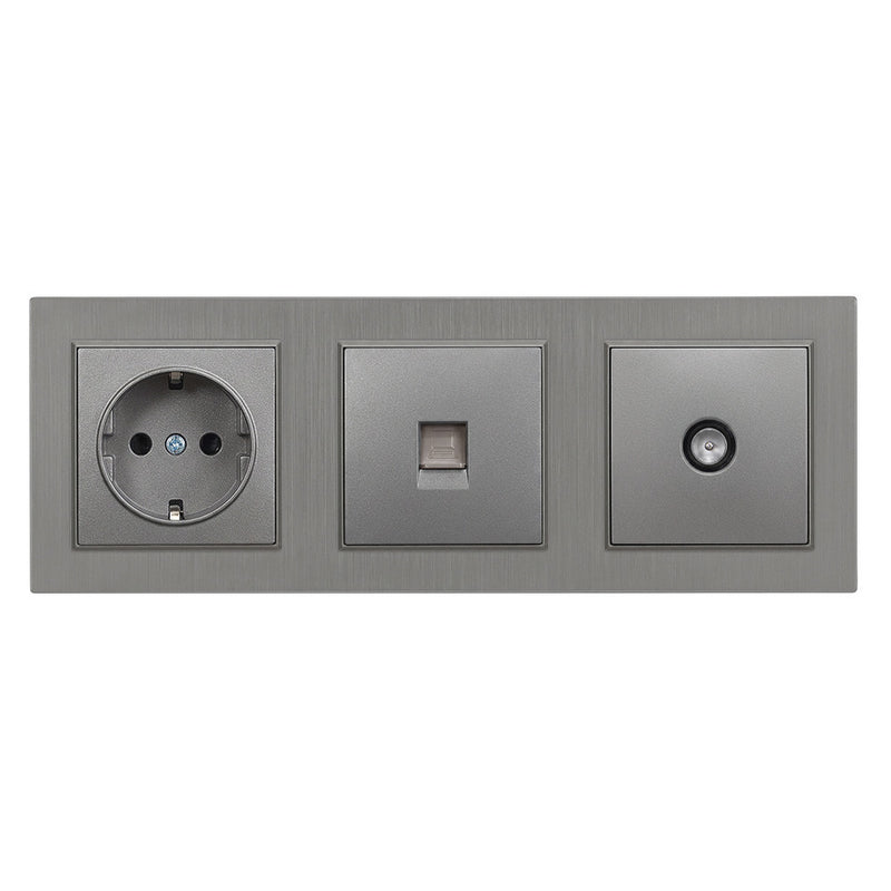 Leziter Priză cu împământare Nova cu conector UTP TV cu cadru gri