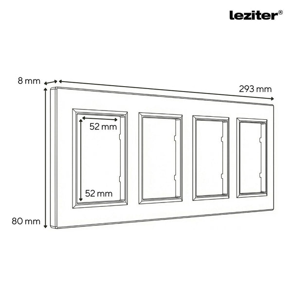 Leziter Nova IV patru prize cu împământare 16A 250V cu cadru gri