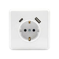 Leziter Priză de curent Nova cu împământare și conector USB 2A alb