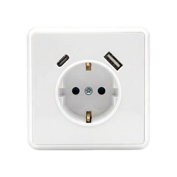 Leziter Priză de curent Nova cu împământare și conector USB 2A alb