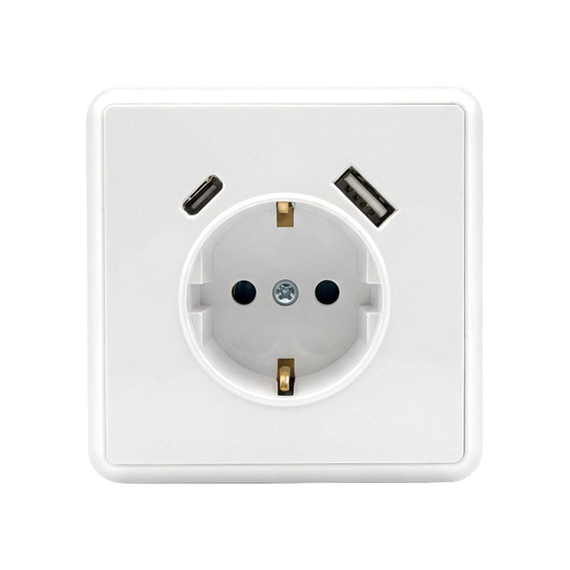 Leziter Priză de curent Nova cu împământare și conector USB 2A alb