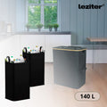 Leziter Colector selectiv de sticle cu două compartimente 140l negru
