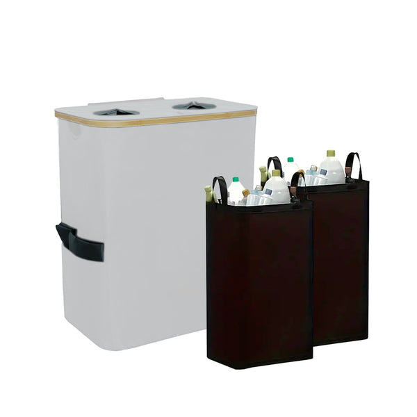 Leziter Coș selectiv pentru sticle cu două compartimente 140l alb