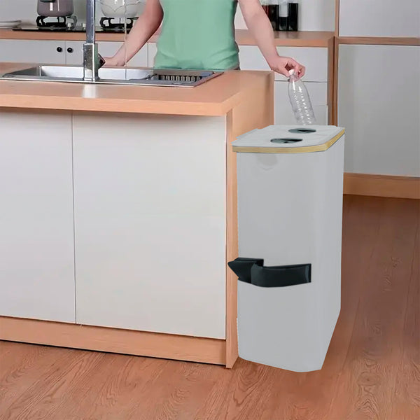 Leziter Coș selectiv pentru sticle cu două compartimente 140l alb