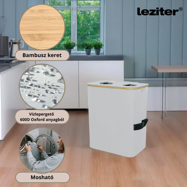 Leziter Coș selectiv pentru sticle cu două compartimente 140l alb