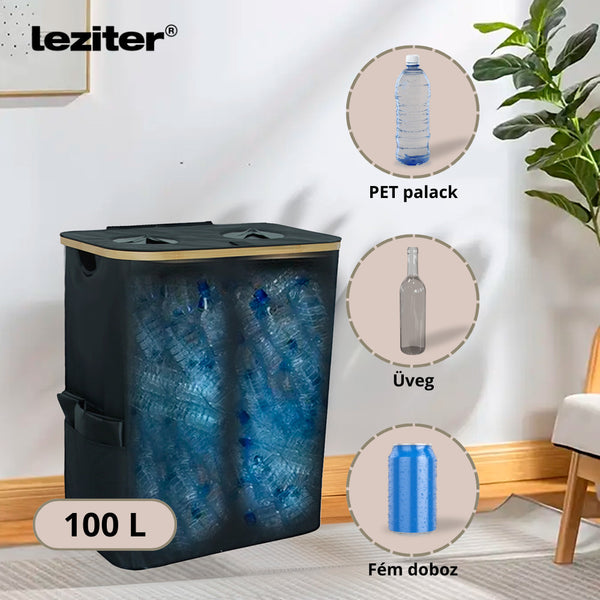 Leziter Coș selectiv pentru sticle cu două compartimente 140l alb