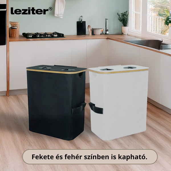 Leziter Coș selectiv pentru sticle cu două compartimente 140l alb