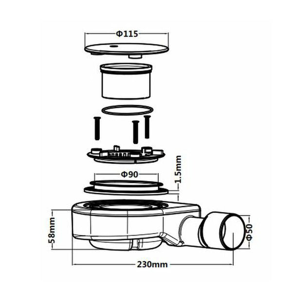 Leziter Sifon pentru tavă de duș 90 mm
