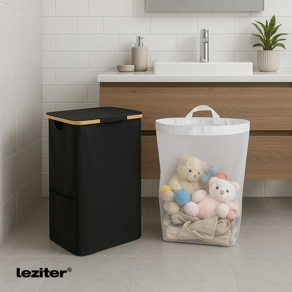 Leziter Coș de gunoi 100L negru 44x33x67 cm