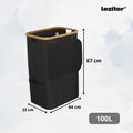 Leziter Coș de gunoi 100L negru 44x33x67 cm