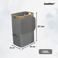 Leziter Coș de gunoi 100L gri 44x33x67 cm