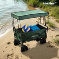 Leziter Scaun de plajă premium acoperiș verde