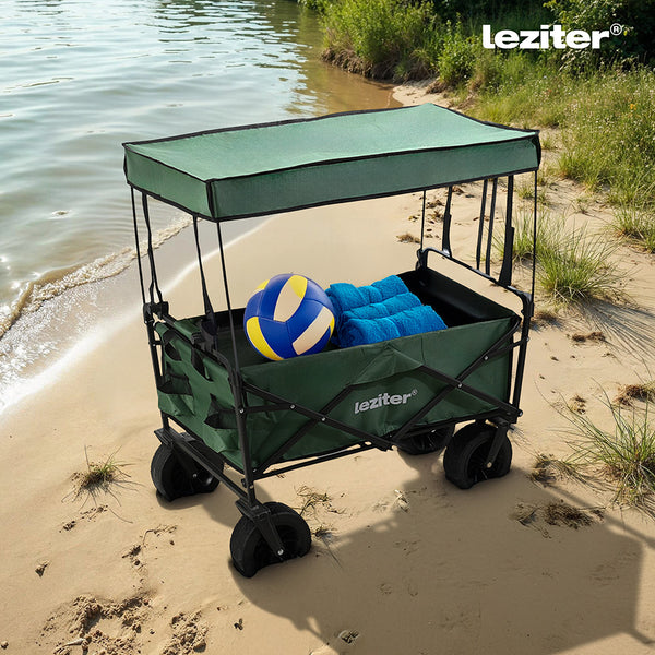 Leziter Scaun de plajă premium acoperiș verde