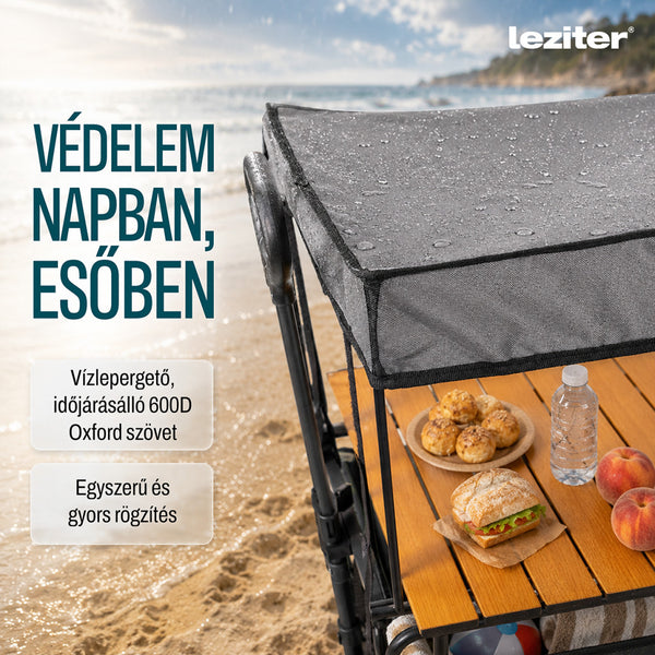 Leziter Scaun de plajă premium acoperiș verde