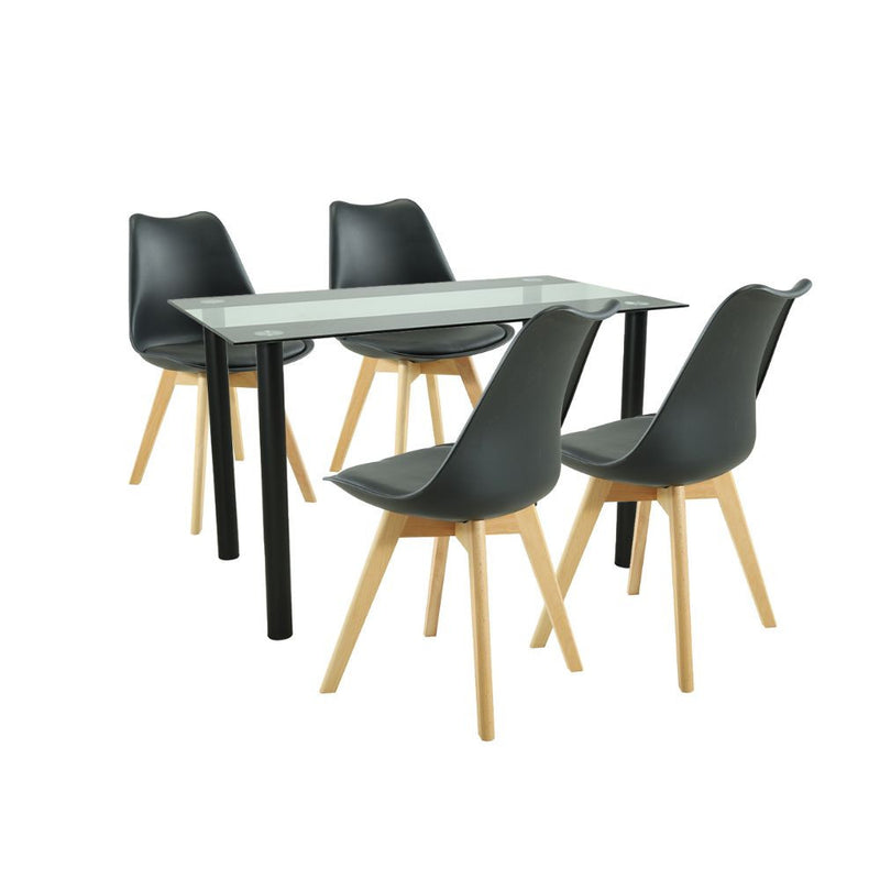 Leziter Set de masă Merlo 4+1 negru