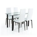 Leziter Set de masă Mezza 4+1 alb-negru