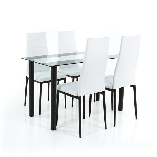 Leziter Set de masă Mezza 4+1 alb-negru