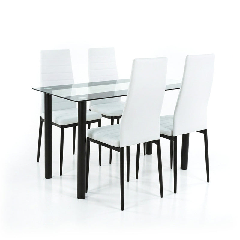 Leziter Set de masă Mezza 4+1 alb-negru