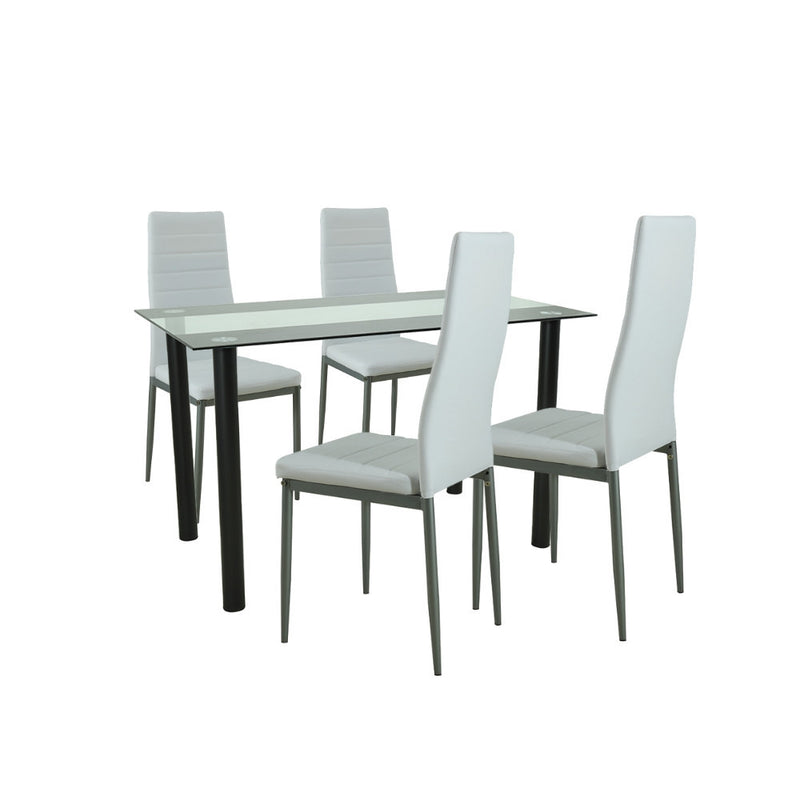 Leziter Set de masă Mezza 4+1 alb-gri