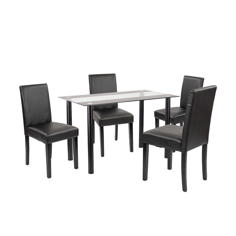 Leziter Set de masă Karin 4+1 negru-negru