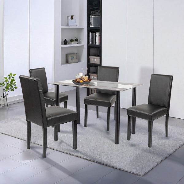 Leziter Set de masă Karin 4+1 negru-negru