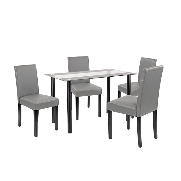 Leziter Set de masă Karin 4+1 negru-gri