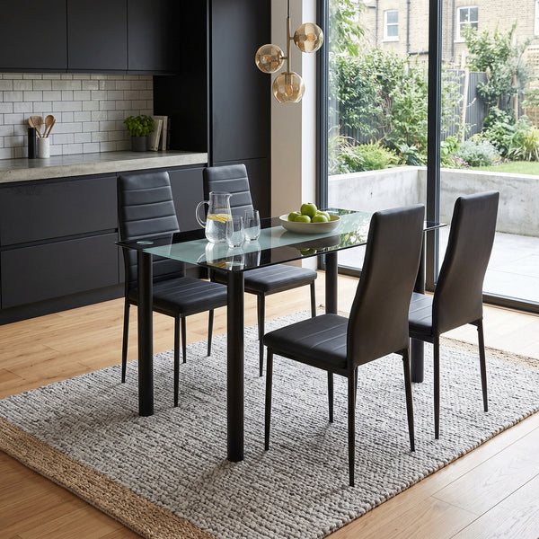 Leziter Set de masă Mezza 4+1 negru-negru