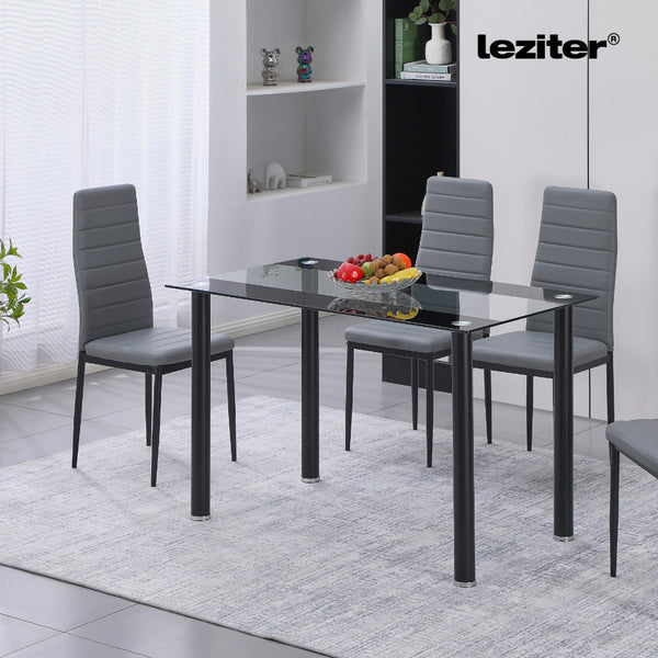 Leziter Masă de dining pătrată Riona 120 cm din sticlă neagră