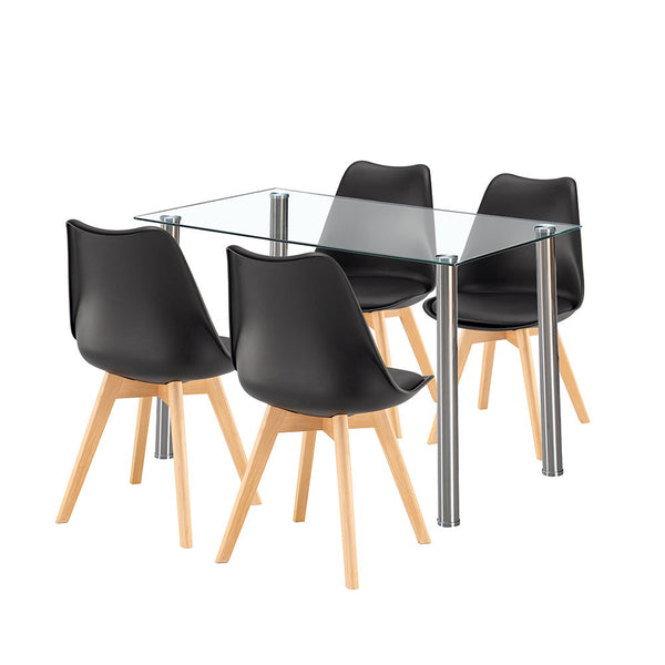 Leziter Velon 4+1 set de sufragerie alb-negru