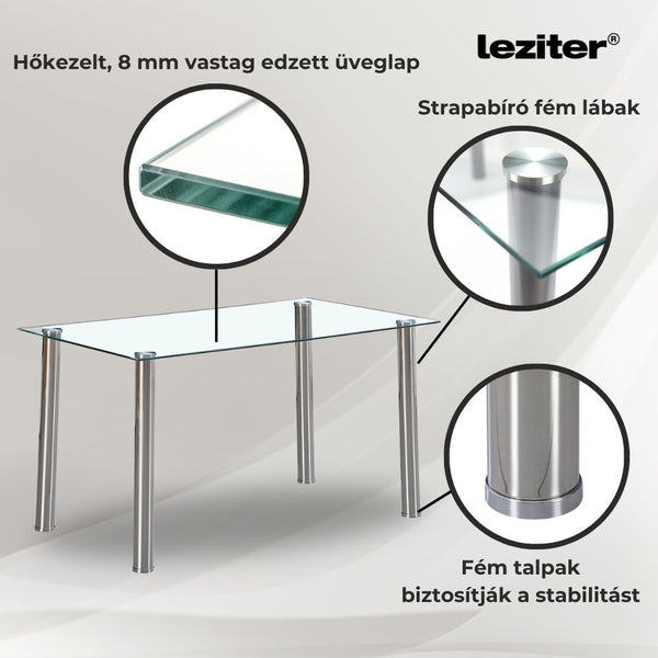 Leziter Set de masă Karin 4+1 alb-bej