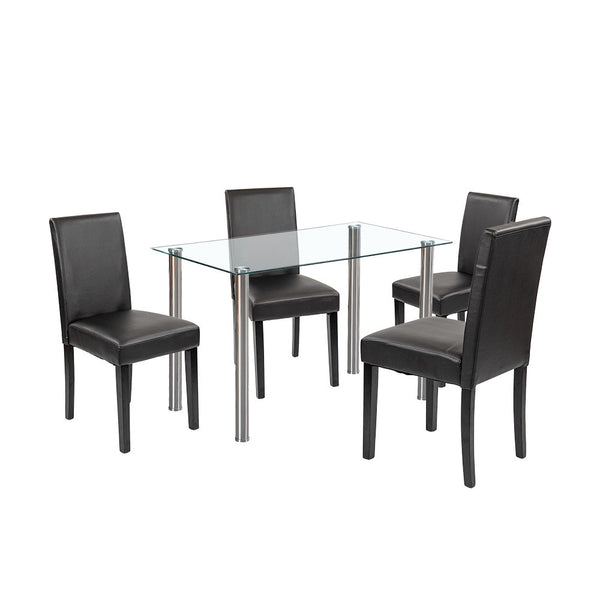 Leziter Set de masă Karin 4+1 alb-negru