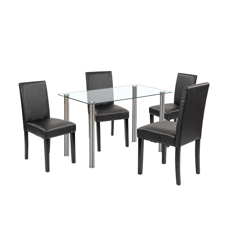 Leziter Set de masă Karin 4+1 alb-negru