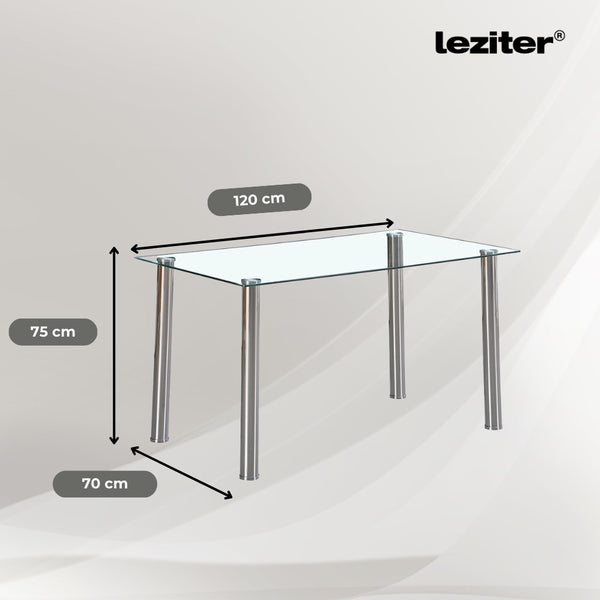 Leziter Masă de dining pătrată Berna 140 cm din sticlă transparentă