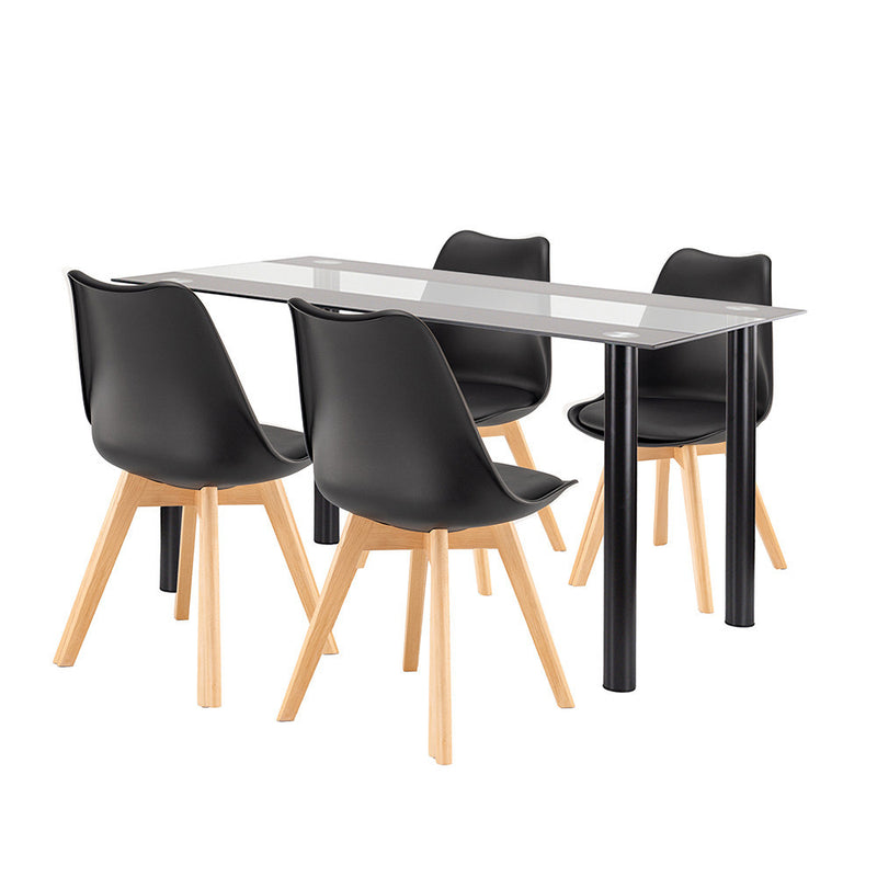 Leziter Set de sufragerie Zelma 4+1 negru-negru