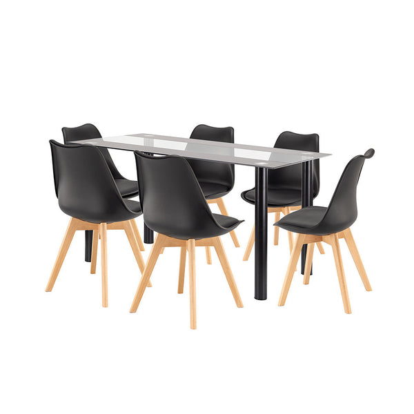 Leziter Zelma 6+1 set de sufragerie negru