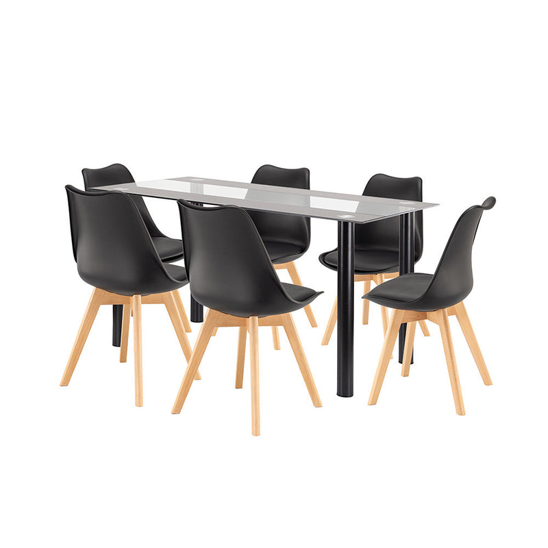 Leziter Zelma 6+1 set de sufragerie negru