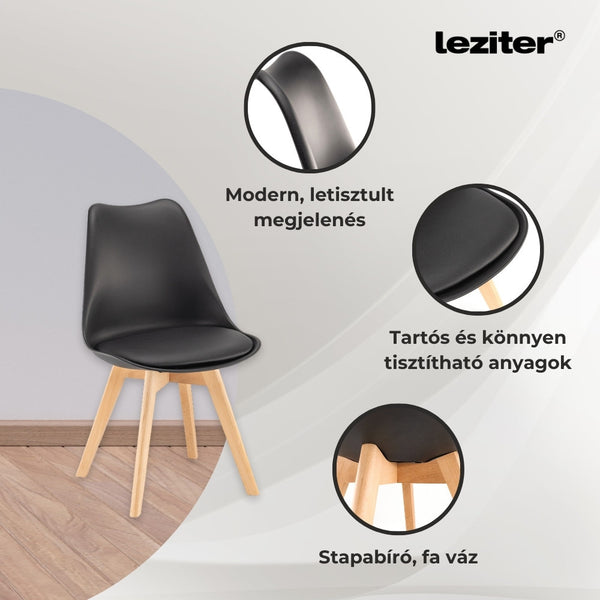 Leziter Zelma 6+1 set de sufragerie negru