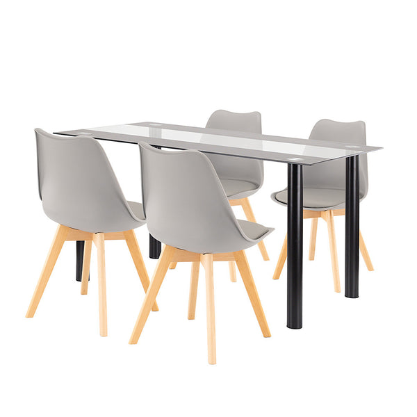 Leziter Set de sufragerie Zelma 4+1 negru-gri