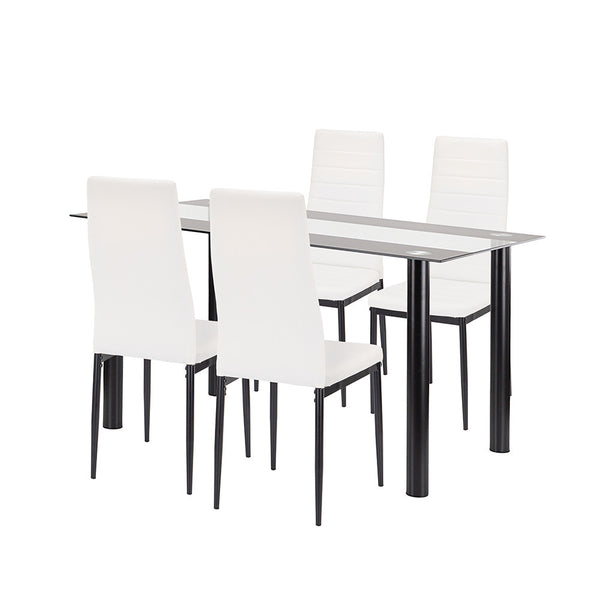 Leziter Set de sufragerie Denton 4+1 alb-negru