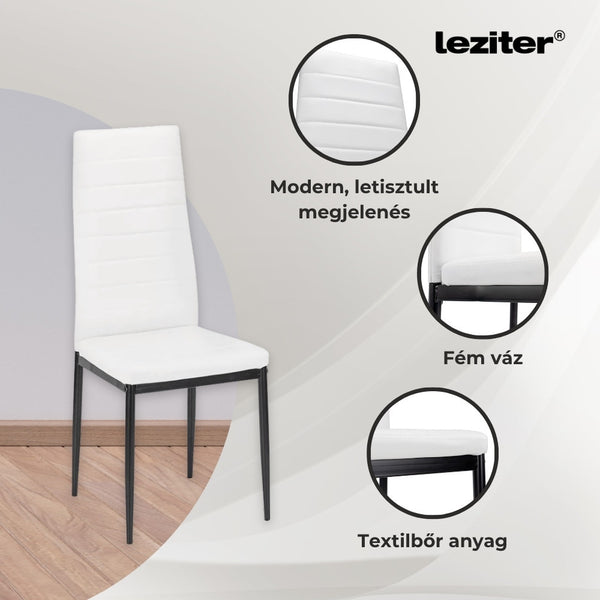Leziter Denton 6+1 set de luat masa alb-negru