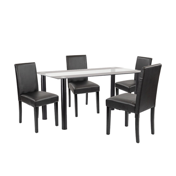 Leziter Set de masă Cadiz 4+1 negru-negru